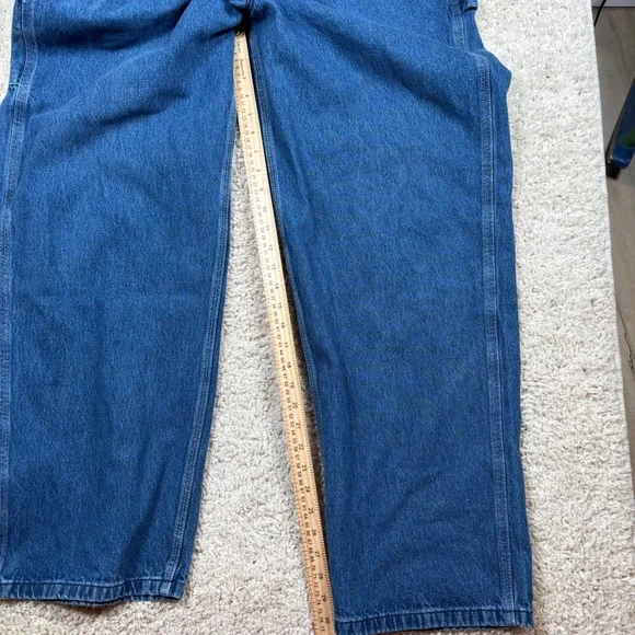 Carhartt R07 DST Denim Bib Overalls Men 38x32 Dark Stone Blue Excellent Workwear - Picture 4 of 10